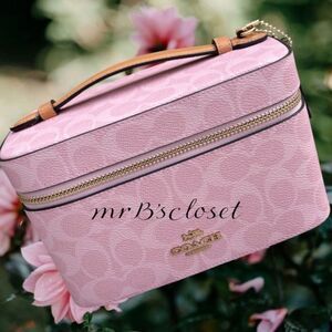 Coach Powder Pink Cosmetic Case In Signature Canvas Powder Pink